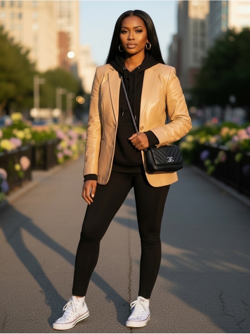 Dkny minimalist tan buttery soft leather blazer jacket